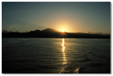 Sunrise over mountainous Dominica