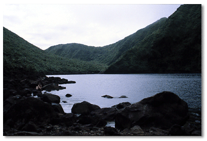 Volcanic rock along Boeri Lake's shoreline